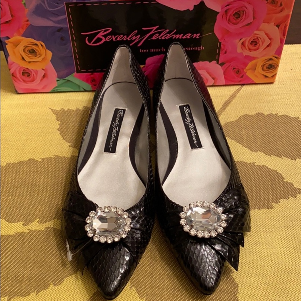 Black snake skin flats